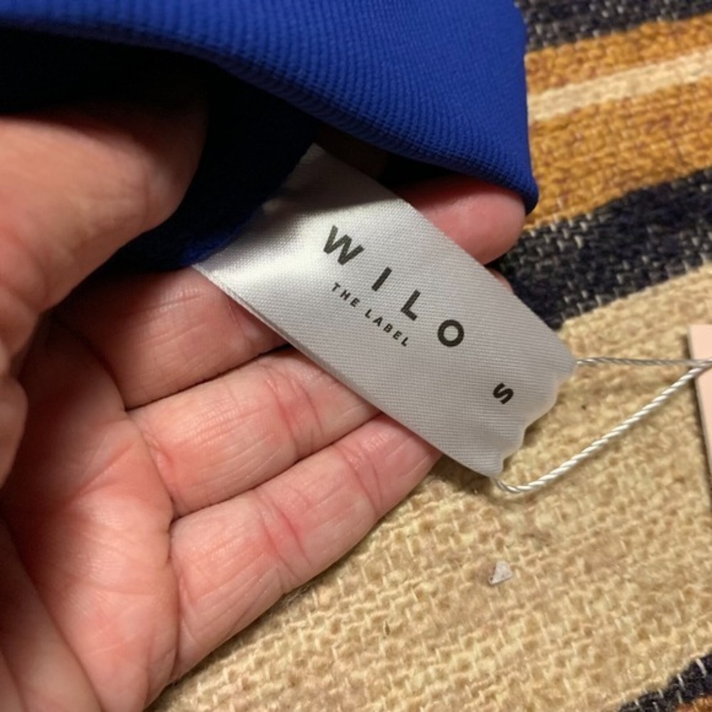 WILO Ribbed Racer Panel Leggings Sports Bra Set Cobalt Lime Tan Small New - Picture 7 of 7